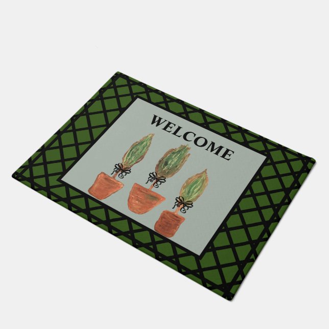 Sage Garden Topiary Rug Mat Doormat (Angled)