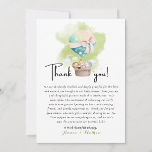 Sage Gender Reveal Baby Animal Safari Thank you   Card