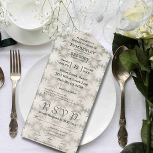 Sage Geometric Floral Pattern Website Email Retro All In One Invitation