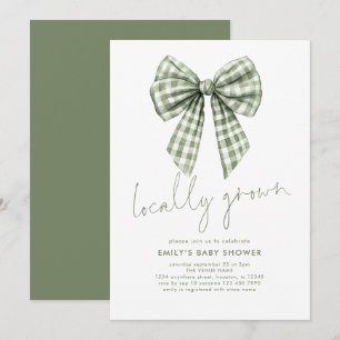 Sage Gingham Coquette Locally Grown Baby Shower Invitation