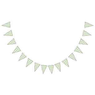 Sage Gingham Country Wedding Bunting Flags
