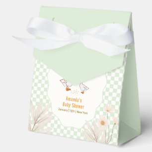 Sage Gingham Daisy Boho Silly Goose Baby Shower Favor Box