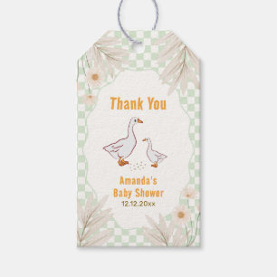 Sage Gingham Daisy Boho Silly Goose Baby Shower  Gift Tags