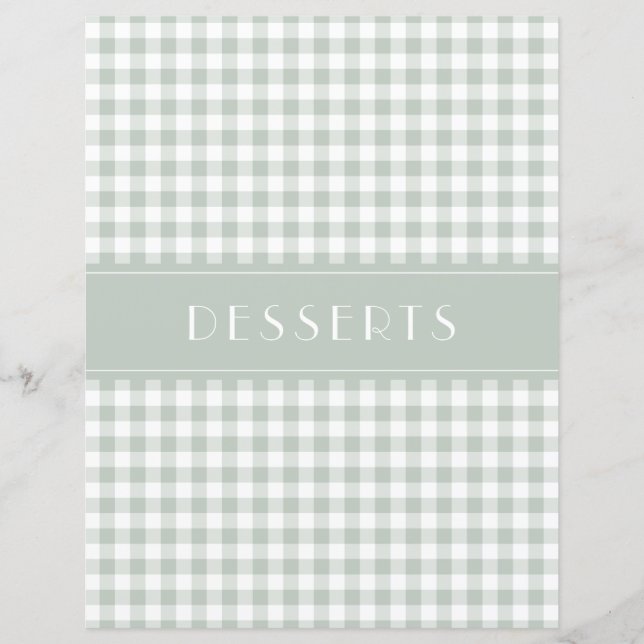 Sage Gingham Farmhouse Family Recipe Organizers (Front)