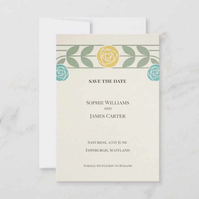 Sage Gold Art Deco Save The Date (Front)