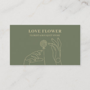 Sage Gold Blush Dandelion Flower Hands Business Card