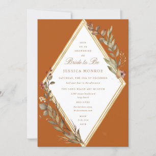 Sage Gold Diamond Fall Season Bridal Shower Invitation