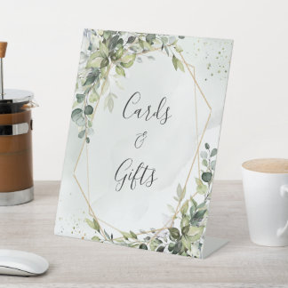 Sage gold eucalyptus geometric wedding gifts sign