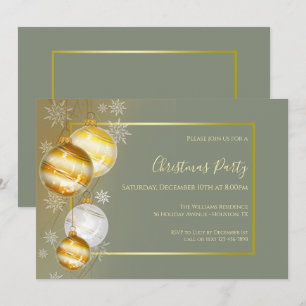Sage & Gold Festive Christmas Party Invitation