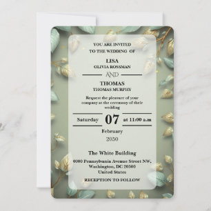 Sage Gold Luxe Greenery Wedding Invitation