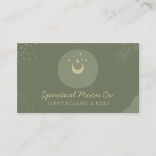 Sage Gold Moon Stars Spiritual Reiki Business Card