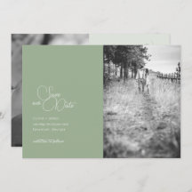Sage Green 2-Photo Save The Date Card 