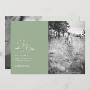 Sage Green 2-Photo Save The Date Card