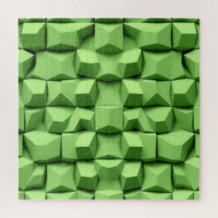 Sage Green 3D Geometric Cube Pattern Jigsaw Puzzle