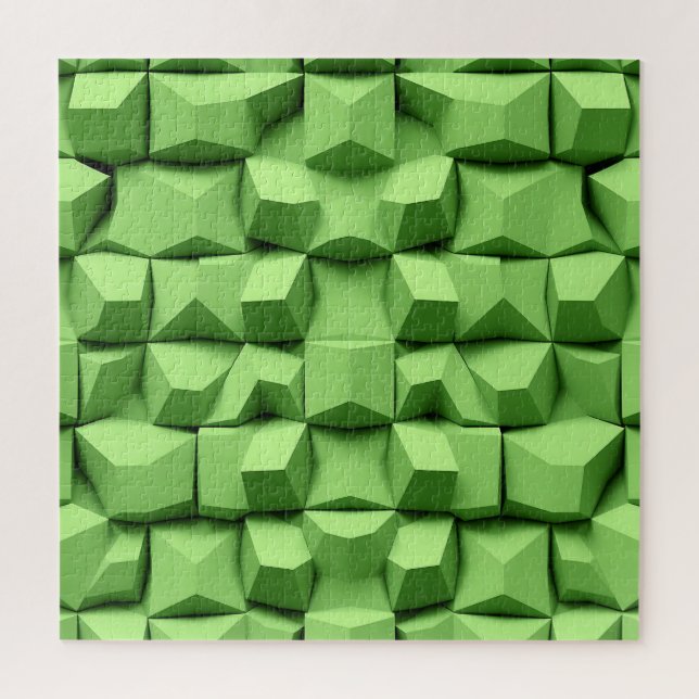 Sage Green 3D Geometric Cube Pattern Jigsaw Puzzle (Vertical)