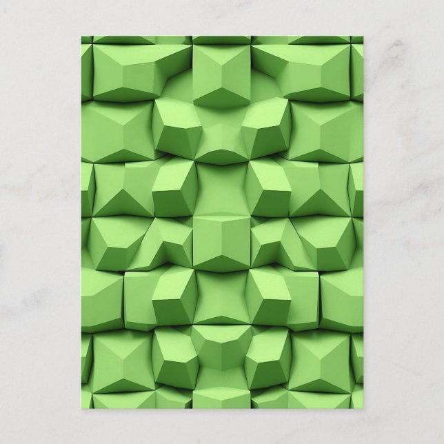 Sage Green 3D Geometric Cube Pattern Postcard (Front)