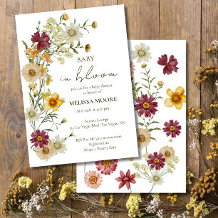 Sage Green A Little Wildflower Baby Shower Invitation