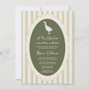 Sage Green a New Silly Goose Baby Shower  Invitation