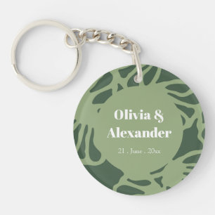 Sage Green Abstract Coral Floral Seamless Pattern Keychain