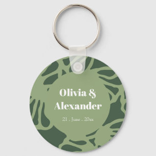 Sage Green Abstract Coral Floral Seamless Pattern Keychain