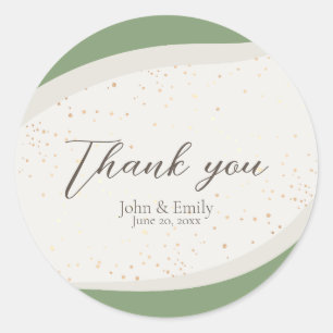 Sage Green Abstract Wedding Favour Classic Round Sticker