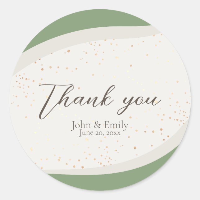 Sage Green Abstract Wedding Favour  Classic Round Sticker (Front)