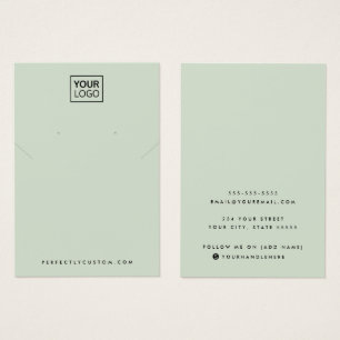 Sage green add logo necklace earring display card