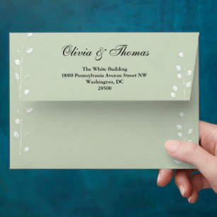 Sage Green Addressed Wedding Envelope