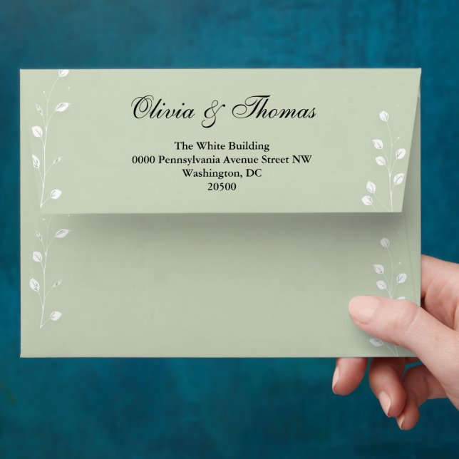 Sage Green Addressed Wedding Envelope (Hand)
