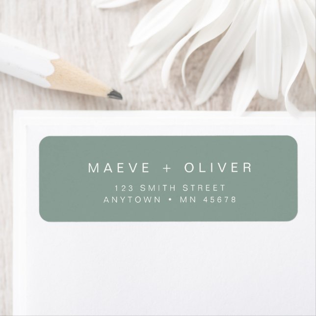Sage Green Adresse de retour Label Moderne Minimal (En situation)