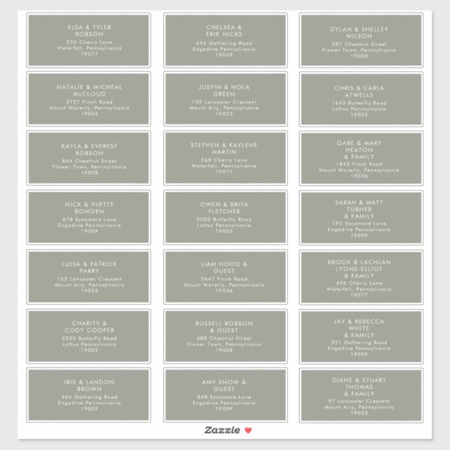 Sage Green Adresse Invité Sticker (Feuille)