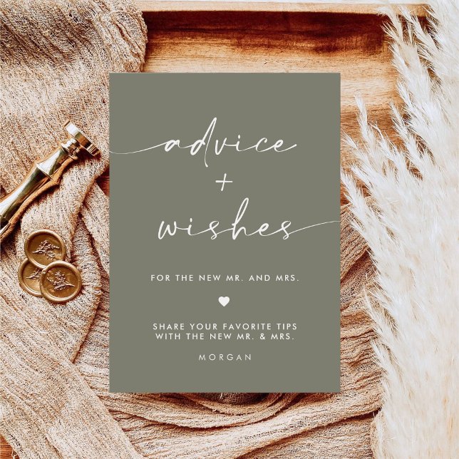 Sage Green Advice and Wishes Wedding Table Sign (Creator Uploaded)