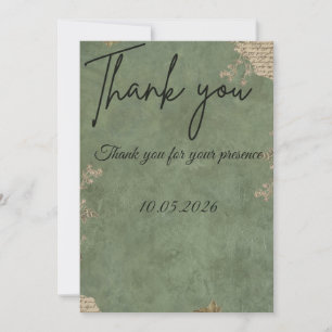 Sage Green Aesthetic Wedding Custom Thank You Card