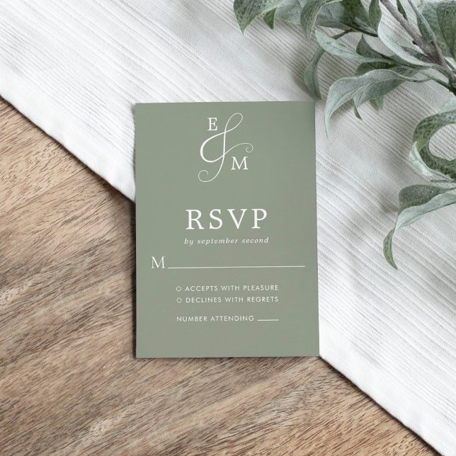Sage Green Ampersand Wedding RSVP Card (Creator Uploaded)