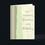 Sage Green and Beige Grandson Birthday Card<br><div class="desc">Birthday card for grandson with modern and simple sage green and beige design and thoughtful verse.</div>