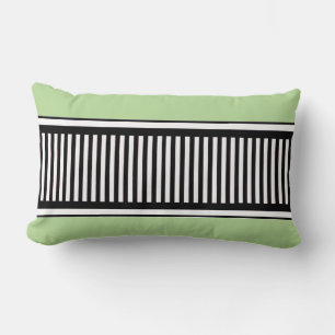 Sage Green and Black Polka Dot Lines Abstract Lumbar Pillow