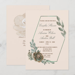 Sage Green and Blush Couples Wedding Shower Invitation