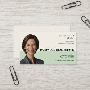 Sage Green and Buff Colour Blocks Real Estate Business Card