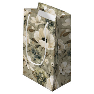 Sage Green And Cream Floral Small Gift Bag