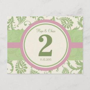 Sage Green and Dusy Rose Table Number Postcard