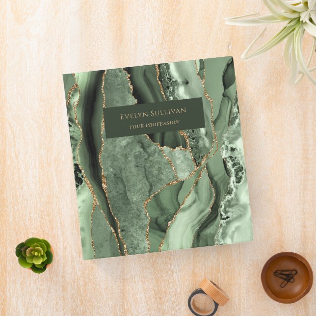 Sage green and gold agate binder (In Situ)