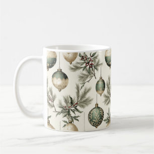 Sage Green and Gold Christmas Ornaments Coffee Mug
