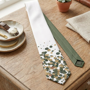 Sage green and gold confetti dots tie