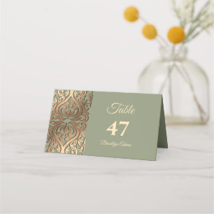 Sage Green and Gold Elegant Luxury Wedding Place Card
