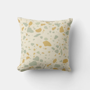 Sage Green and Gold Modern Terrazzo Throw Pillow