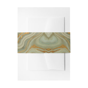 Sage Green And Gold Onyx Pattern  Invitation Belly Band