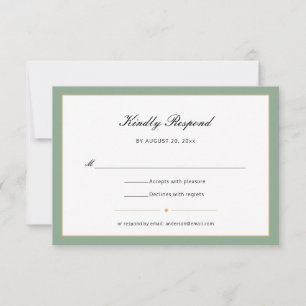 Sage Green and Gold Script RSVP Card
