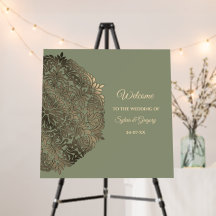 Sage Green and Gold Wedding Welcome Elegant Luxury