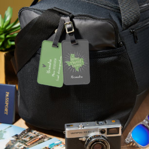 Sage Green and Grey Home Sweet Home Texas Luggage Tag