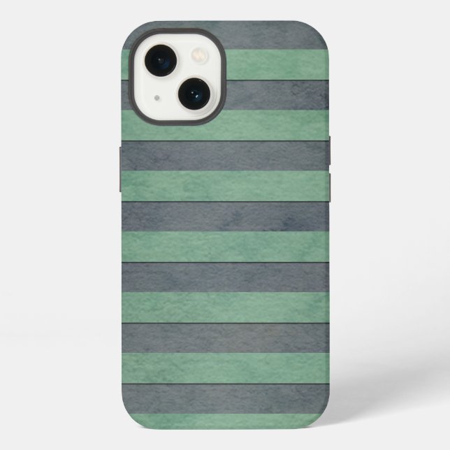 Sage Green and Grey Stripes Pattern iPhone Case (Back)